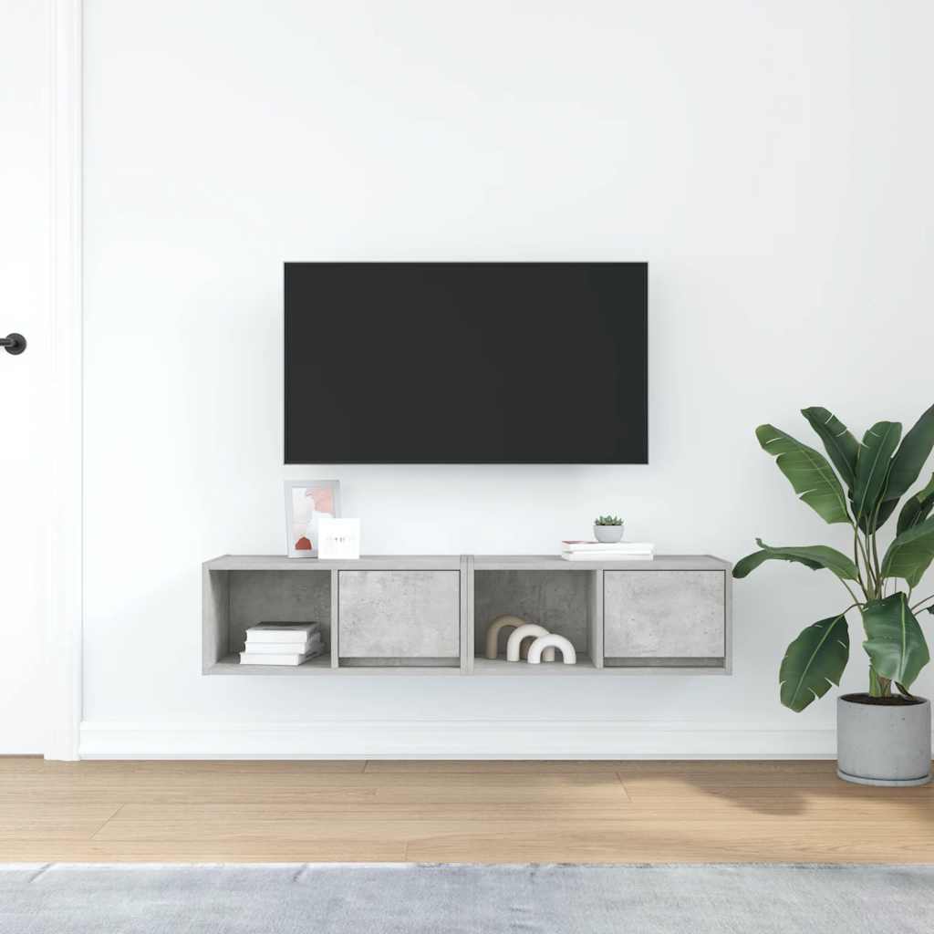 Mobili TV 2 pz Grigio Cemento 60x31x25,5cm in Legno Multistrato - homemem39