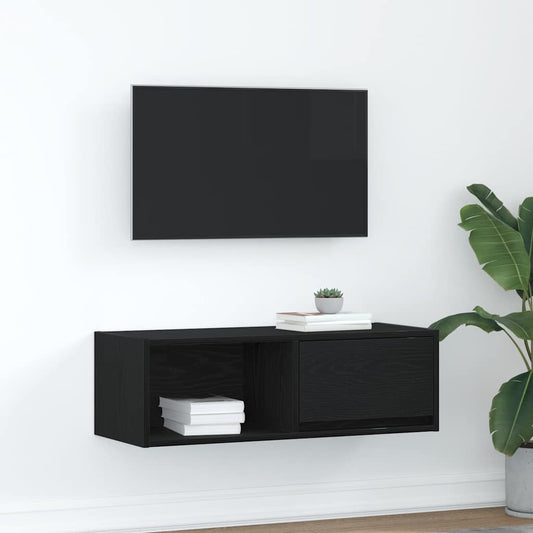 Mobile Porta TV Rovere Nero 80x31x25,5 cm in Legno Multistrato - homemem39