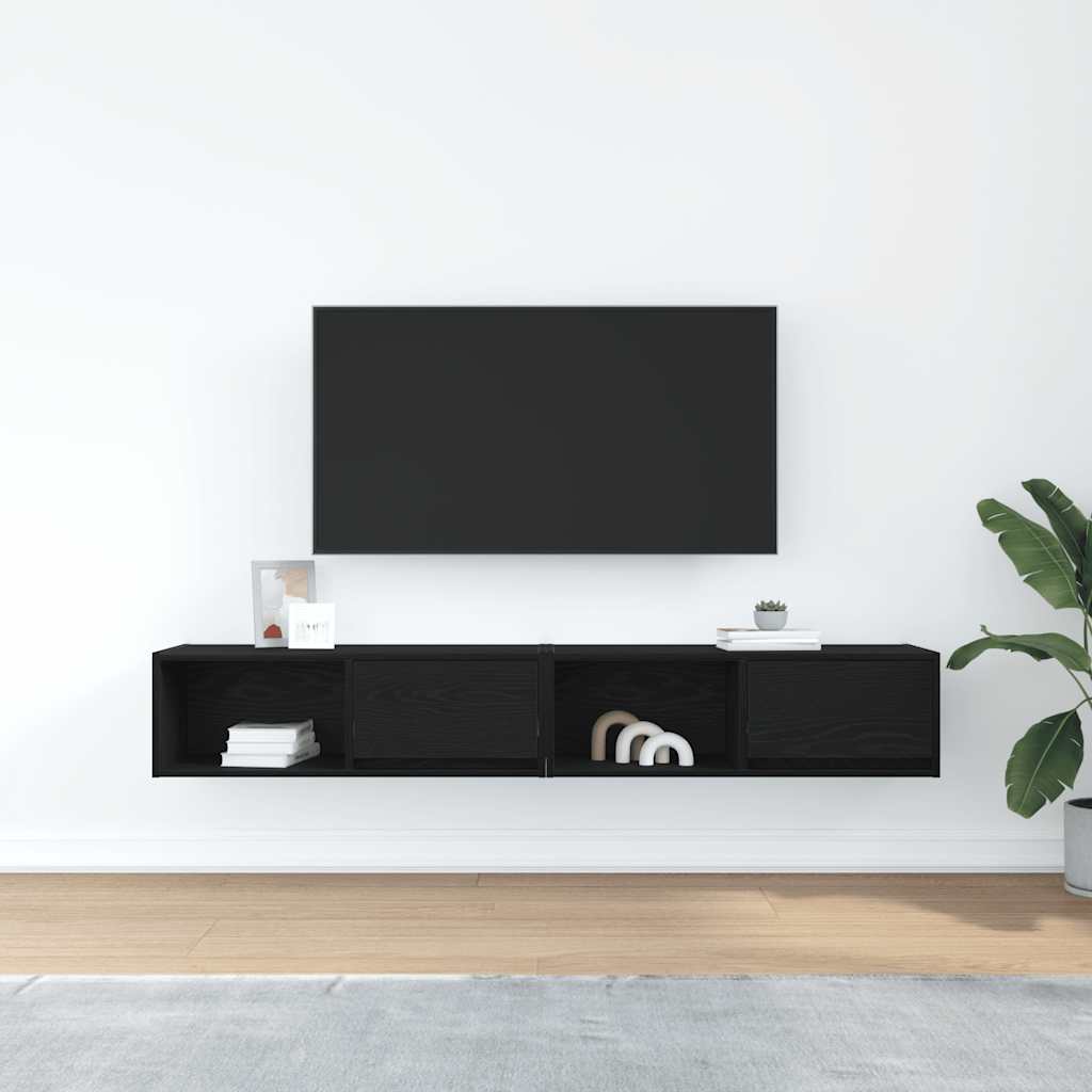 Mobili TV 2 pz Rovere Nero 80x31x25,5 cm in Legno Multistrato - homemem39