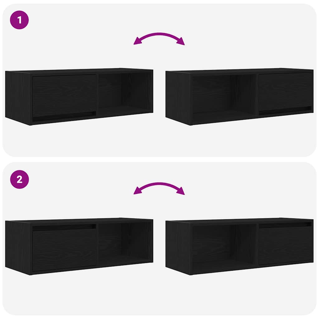 Mobili TV 2 pz Rovere Nero 80x31x25,5 cm in Legno Multistrato - homemem39