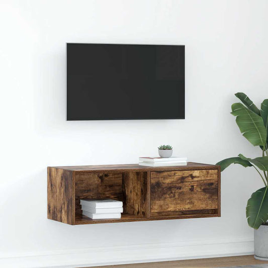 Mobile Porta TV Rovere Fumo 80x31x25,5 cm in Legno Multistrato - homemem39