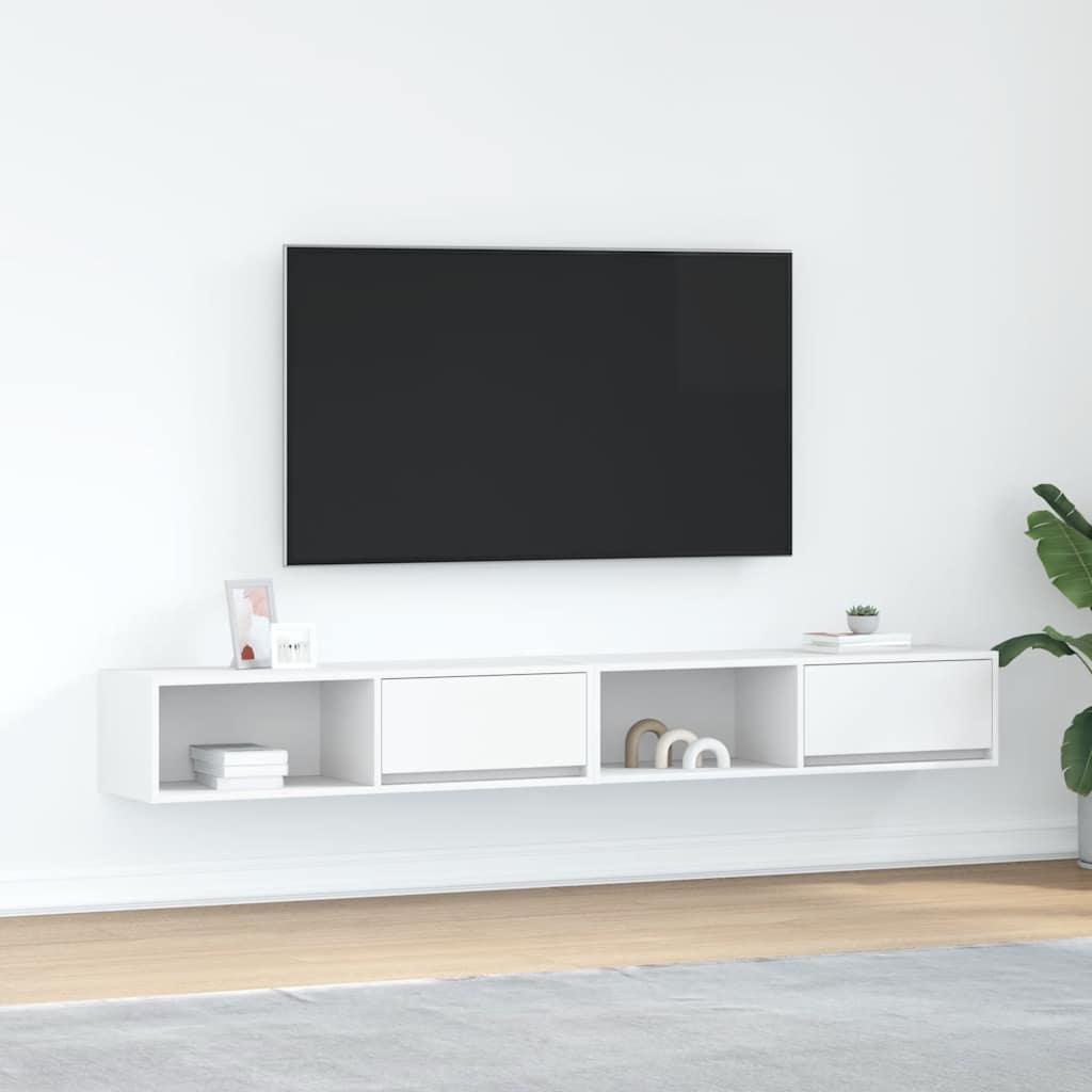 Mobili TV a Parete 2pz Bianchi 100x31x25,5 cm Legno Multistrato - homemem39