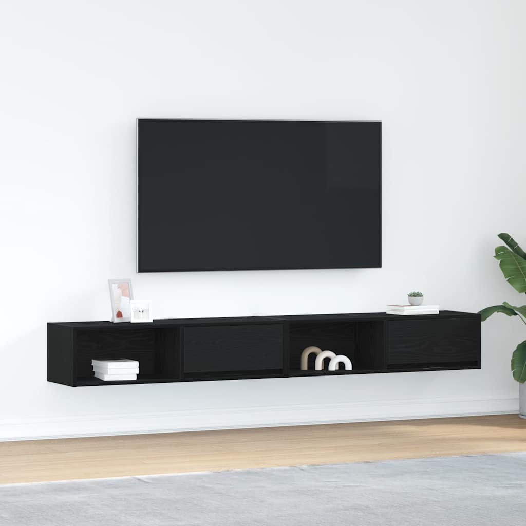 Mobili TV 2 pz Rovere Nero 100x31x25,5 cm in Legno Multistrato - homemem39