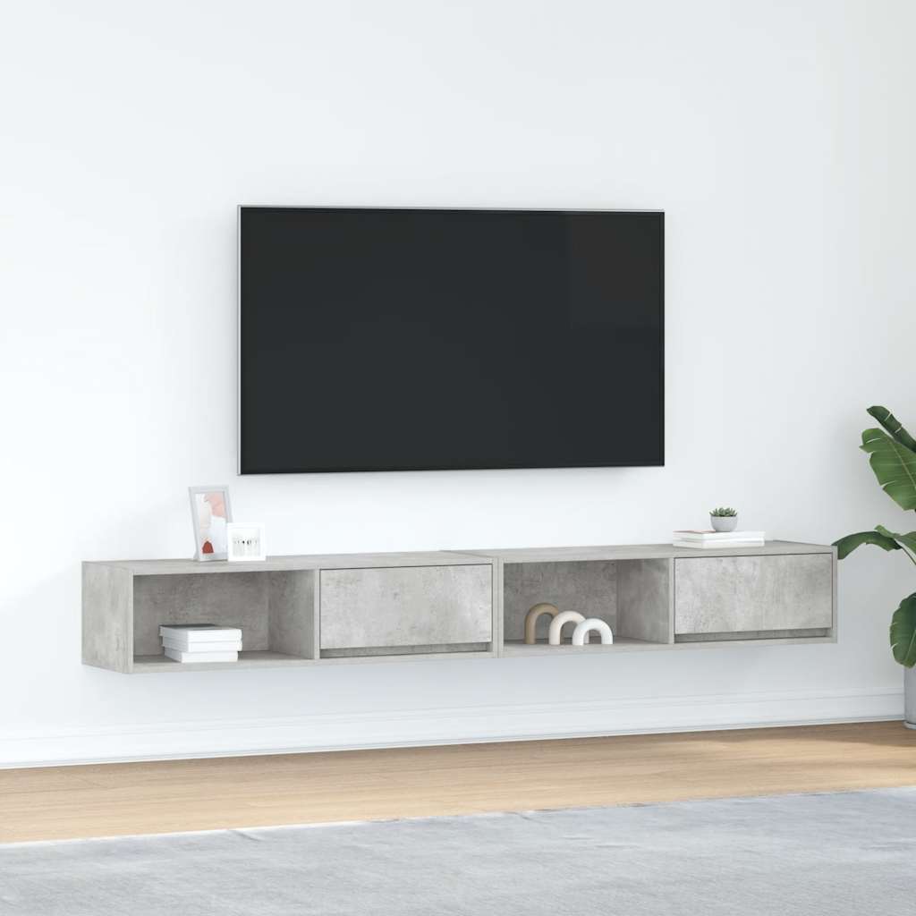 Mobili TV 2 pz Grigio Cemento 100x31x25,5 cm Legno Multistrato