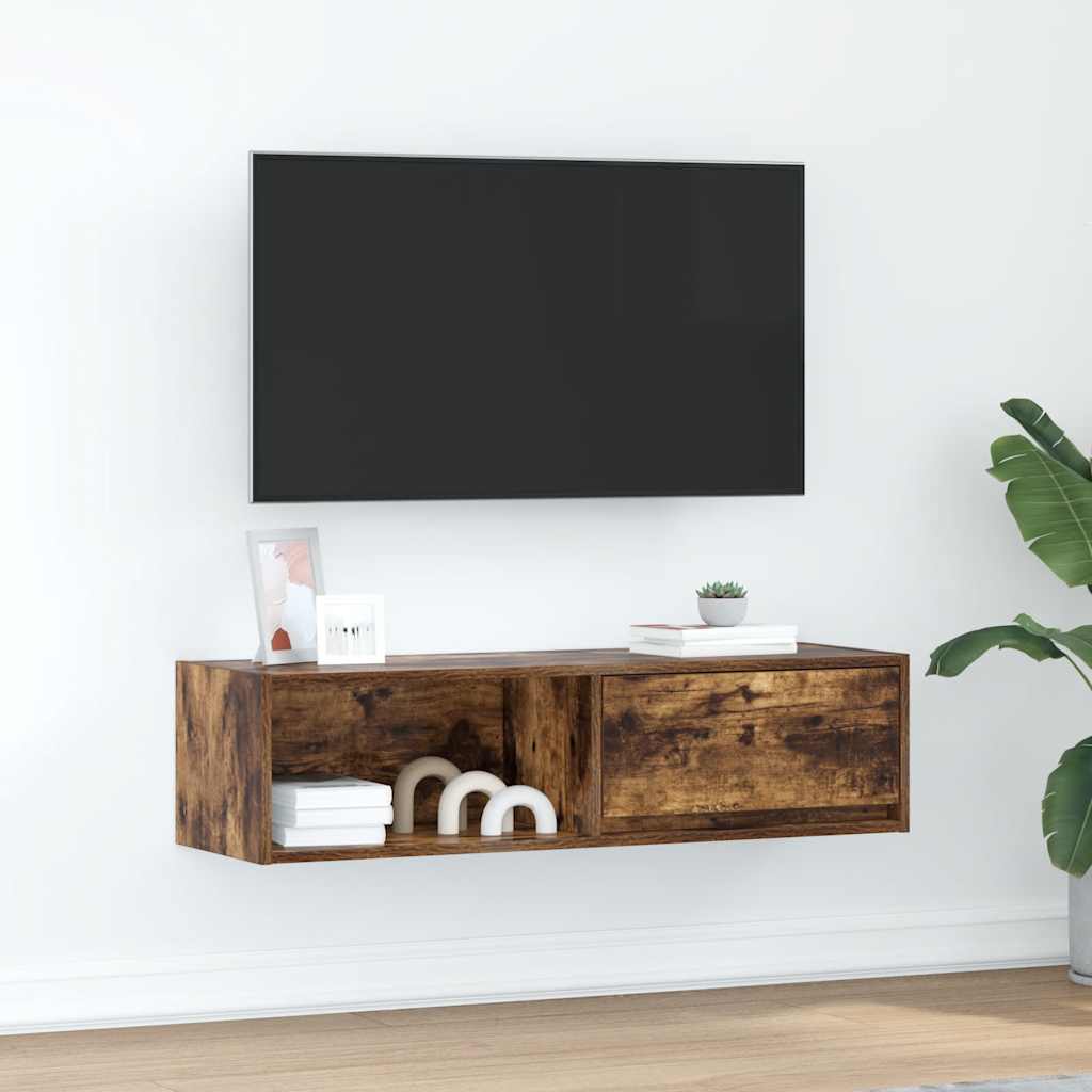 Mobile TV Rovere Fumo 100x31x25,5 cm in Legno Multistrato - homemem39