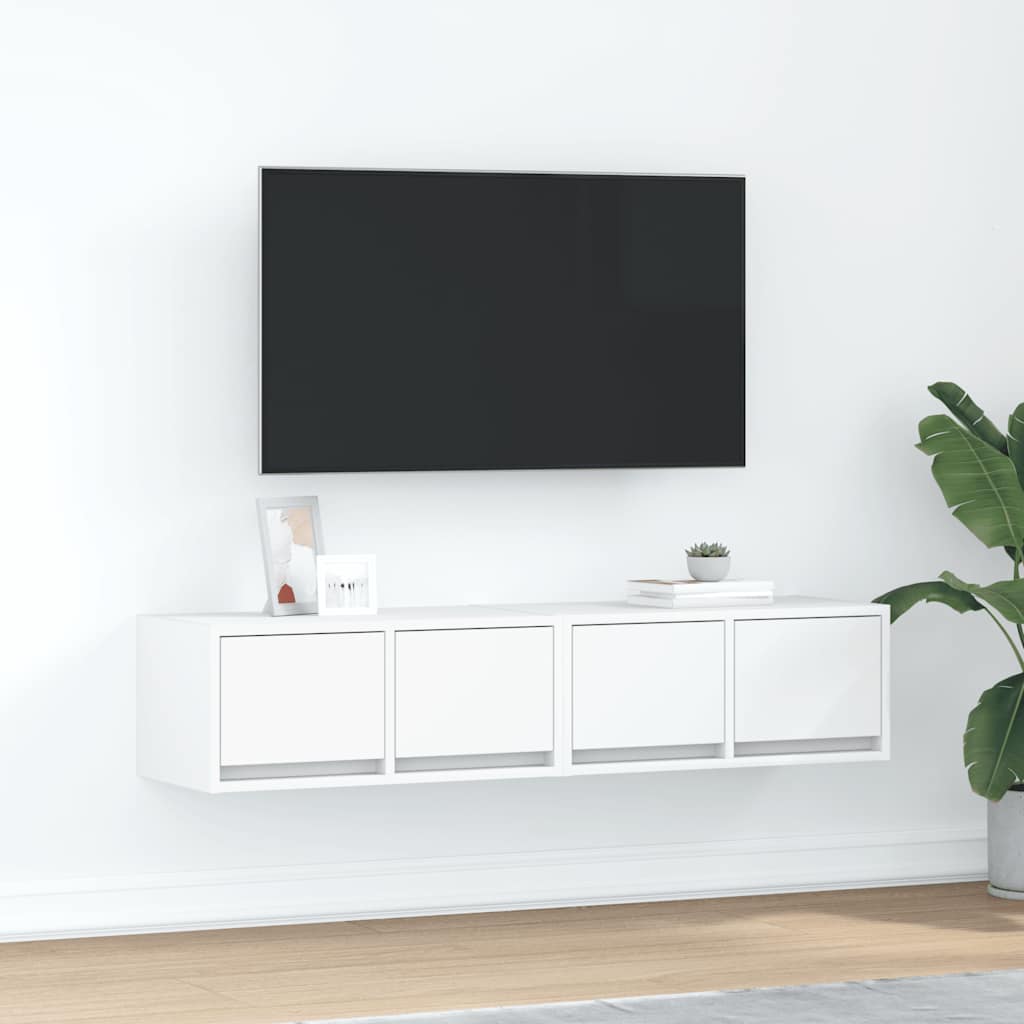 Mobili TV a Parete 2pz Bianchi 60x31x25,5 cm Legno Multistrato - homemem39
