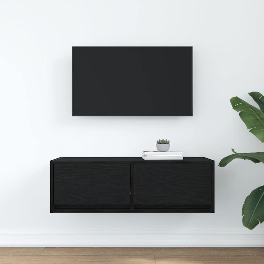 Mobile Porta TV Rovere Nero 80x31x25,5 cm in Legno Multistrato - homemem39