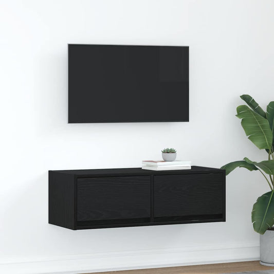 Mobile Porta TV Rovere Nero 80x31x25,5 cm in Legno Multistrato - homemem39