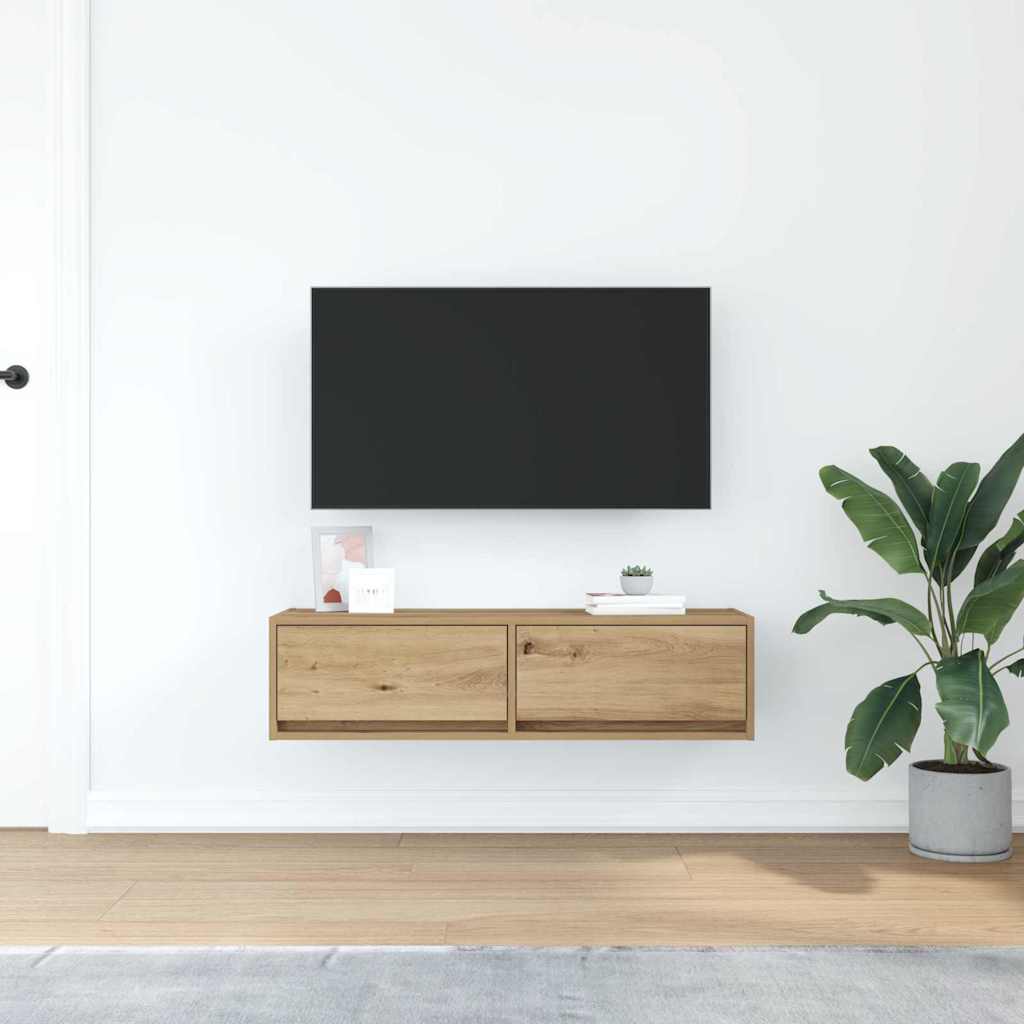 Mobile TV con cassetto rovere artigianale 100 x 31 x 25,5 cm