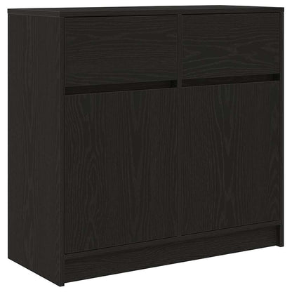 Credenza con Cassetto Rovere Nero 80x34x76 cm Legno Multistrato - homemem39