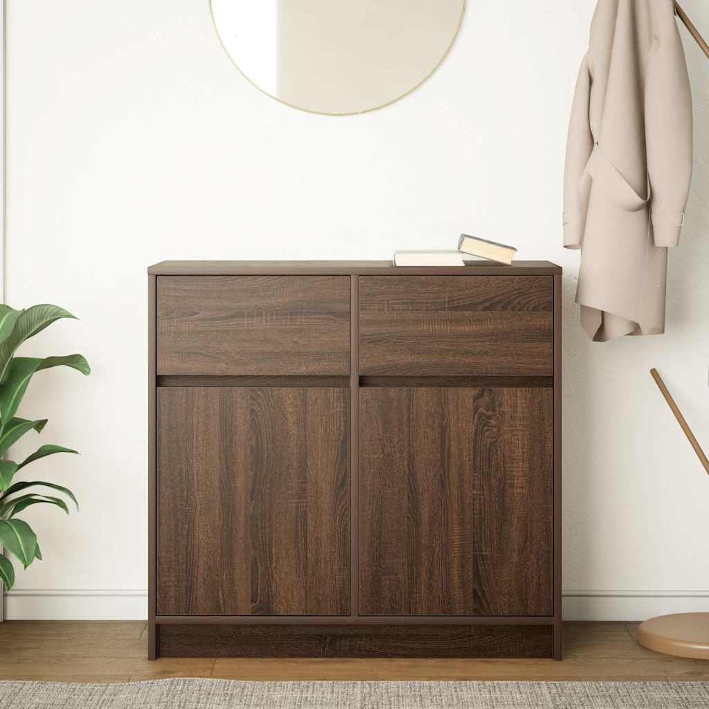 Credenza con Cassetto Rovere Marrone 80x34x76 cm in Truciolato - homemem39