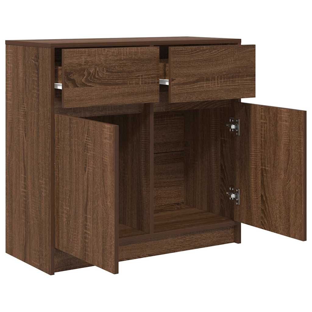 Credenza con Cassetto Rovere Marrone 80x34x76 cm in Truciolato - homemem39