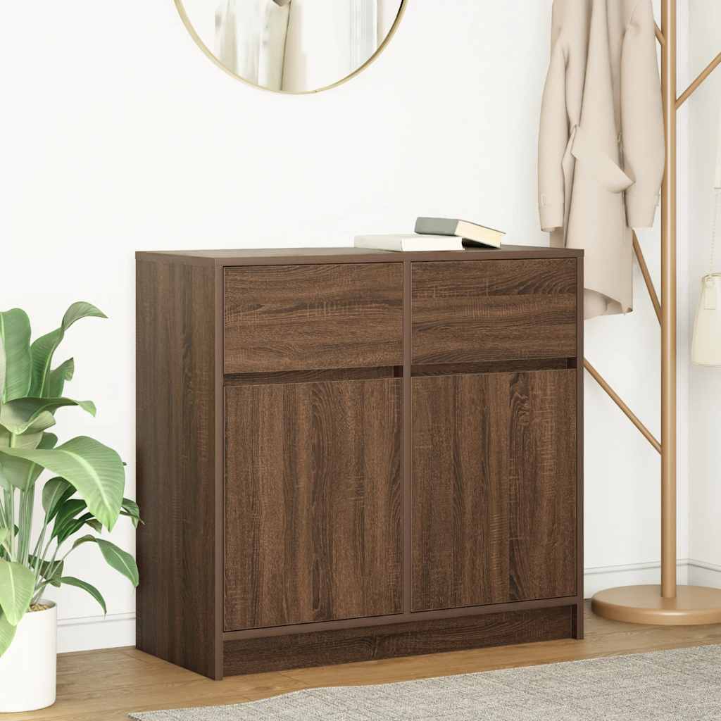 Credenza con Cassetto Rovere Marrone 80x34x76 cm in Truciolato - homemem39