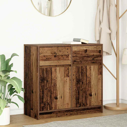 Credenza con Cassetto Legno Antico 80x34x76 cm in Truciolato - homemem39
