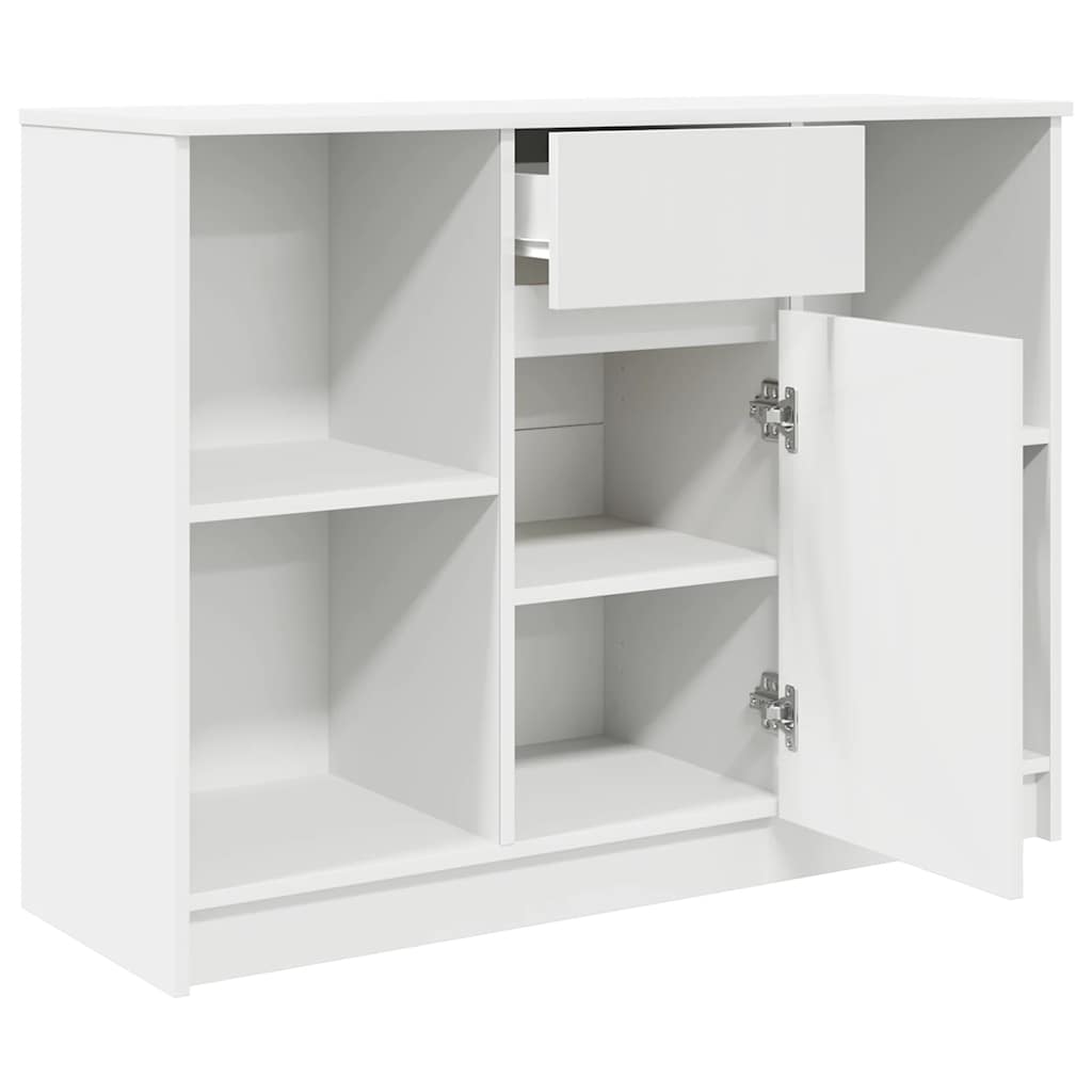 Credenza con Cassetto Bianco 101x35x76 cm in Legno Multistrato - homemem39