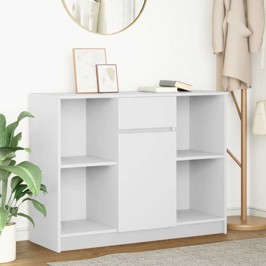 Credenza con Cassetto Bianco 101x35x76 cm in Legno Multistrato - homemem39