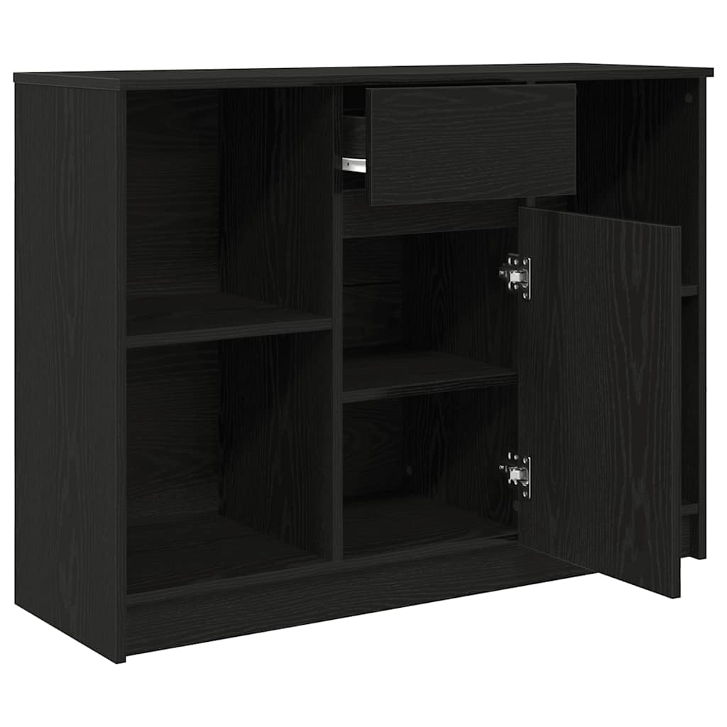 Credenza con Cassetto Rovere Nero 101x35x76cm Legno Multistrato - homemem39