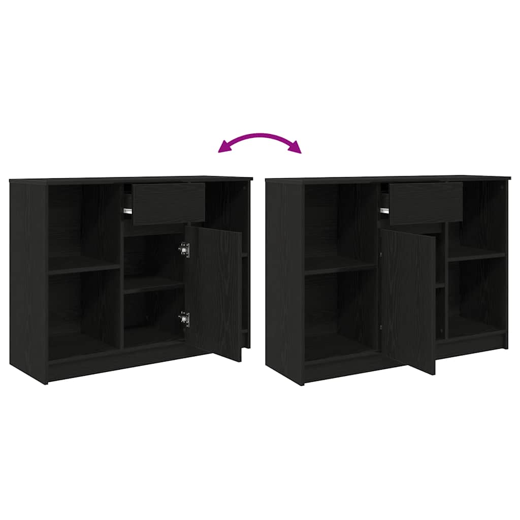 Credenza con Cassetto Rovere Nero 101x35x76cm Legno Multistrato - homemem39