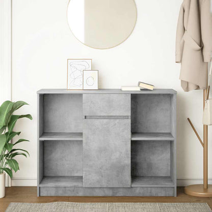 Credenza con Cassetto Grigio Cemento 101x35x76 cm in Truciolato - homemem39
