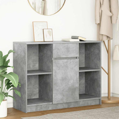 Credenza con Cassetto Grigio Cemento 101x35x76 cm in Truciolato - homemem39