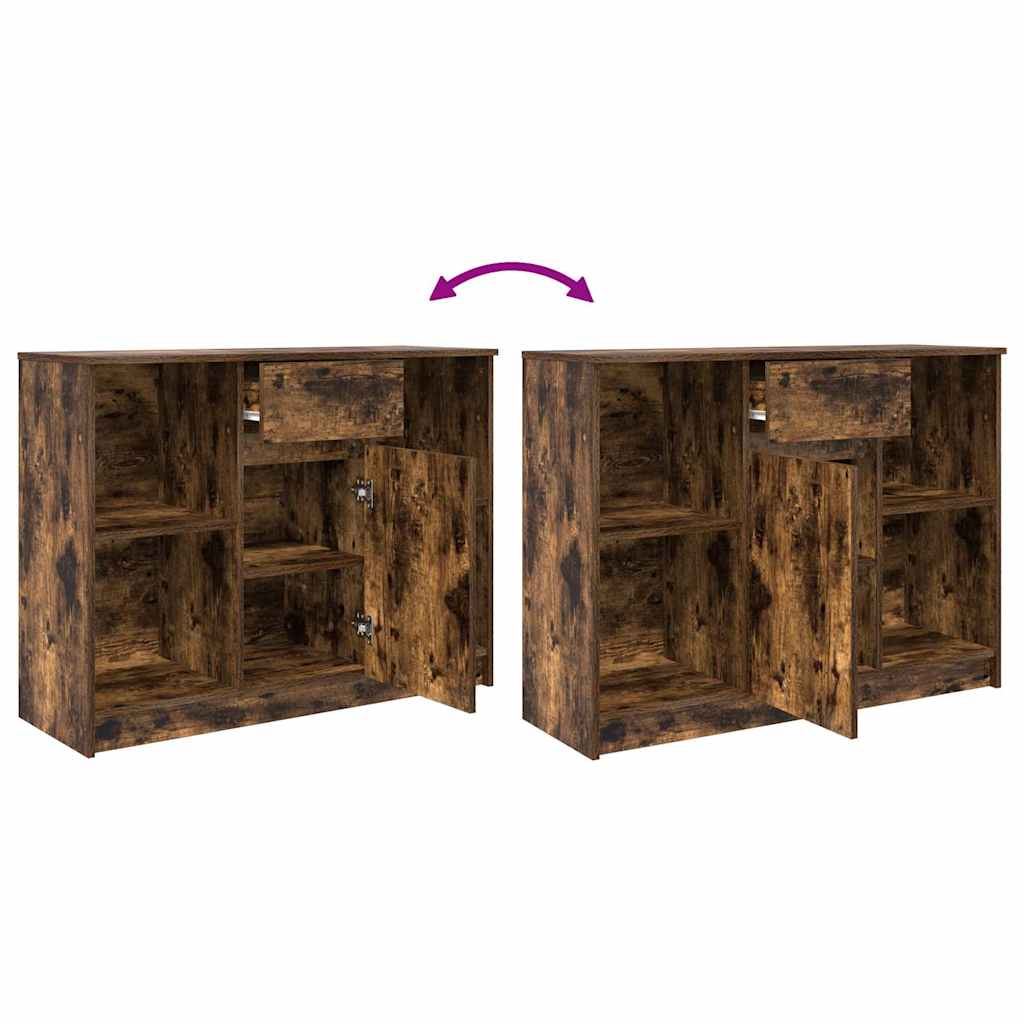 Credenza con Cassetto Rovere Fumo 101x35x76 cm in Truciolato - homemem39