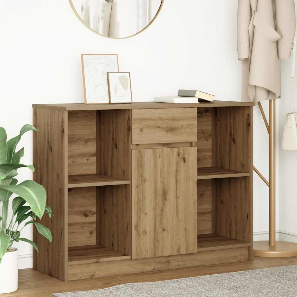 Credenza con Cassetto Rovere Artigianale 101x35x76cm Truciolato - homemem39