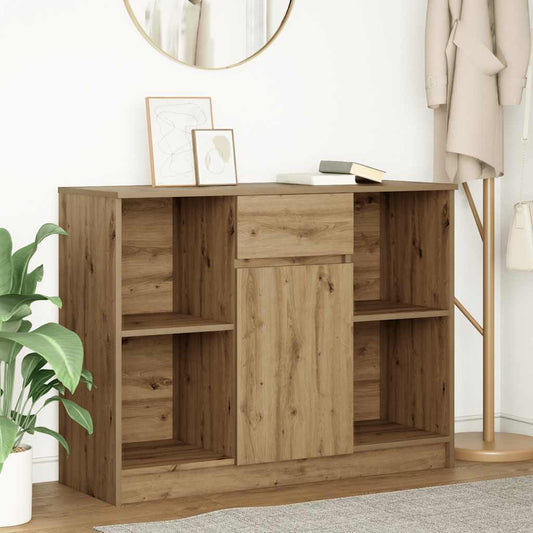 Credenza con Cassetto Rovere Artigianale 101x35x76cm Truciolato - homemem39