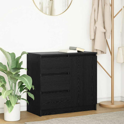 Credenza con Cassetto Rovere Nero 71x35x65 cm Legno Multistrato - homemem39
