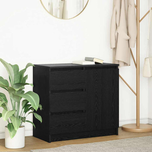 Credenza con Cassetto Rovere Nero 71x35x65 cm Legno Multistrato - homemem39