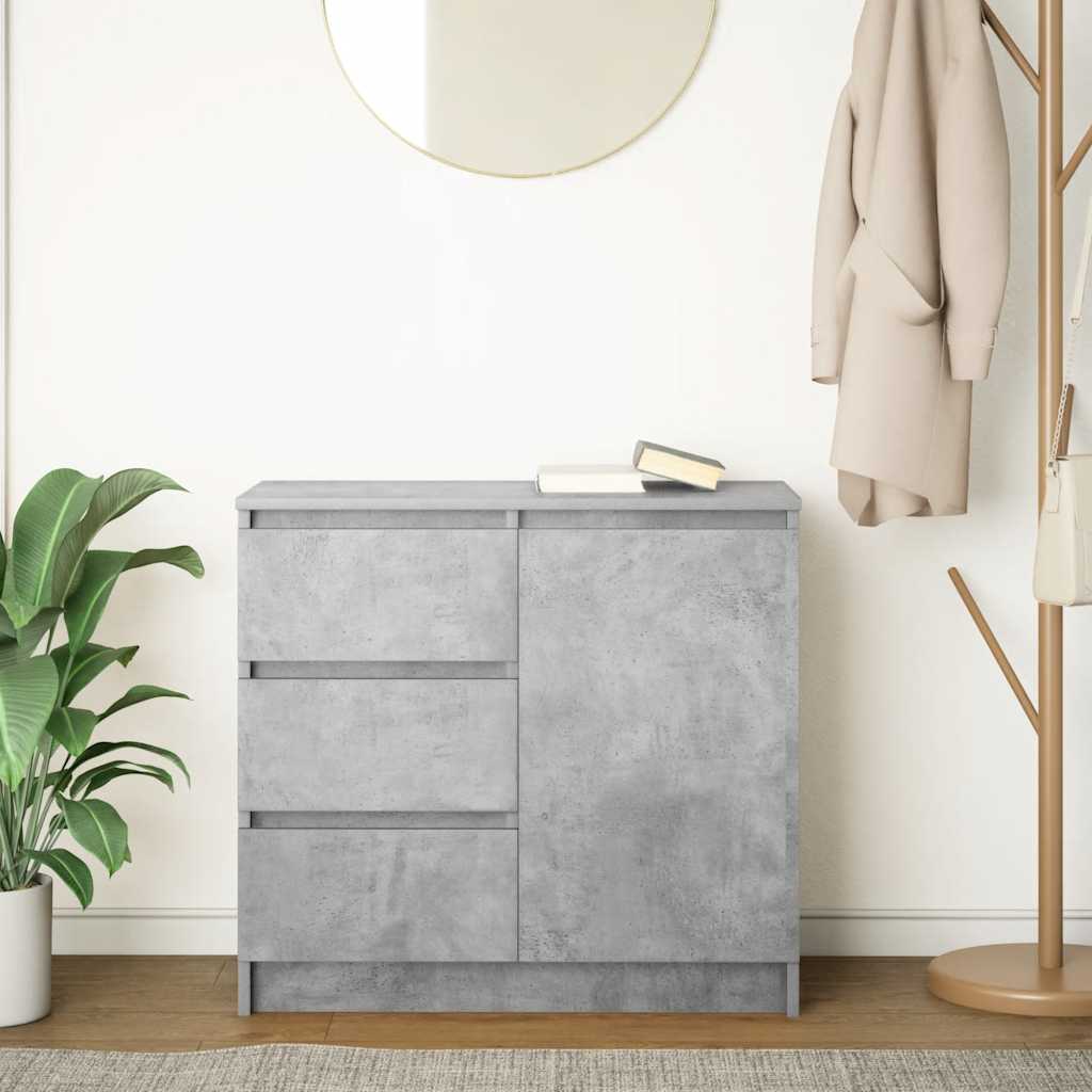 Credenza con Cassetto Grigio Cemento 71x35x65 cm in Truciolato - homemem39