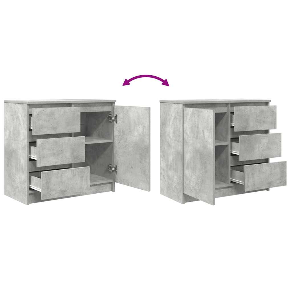 Credenza con Cassetto Grigio Cemento 71x35x65 cm in Truciolato - homemem39