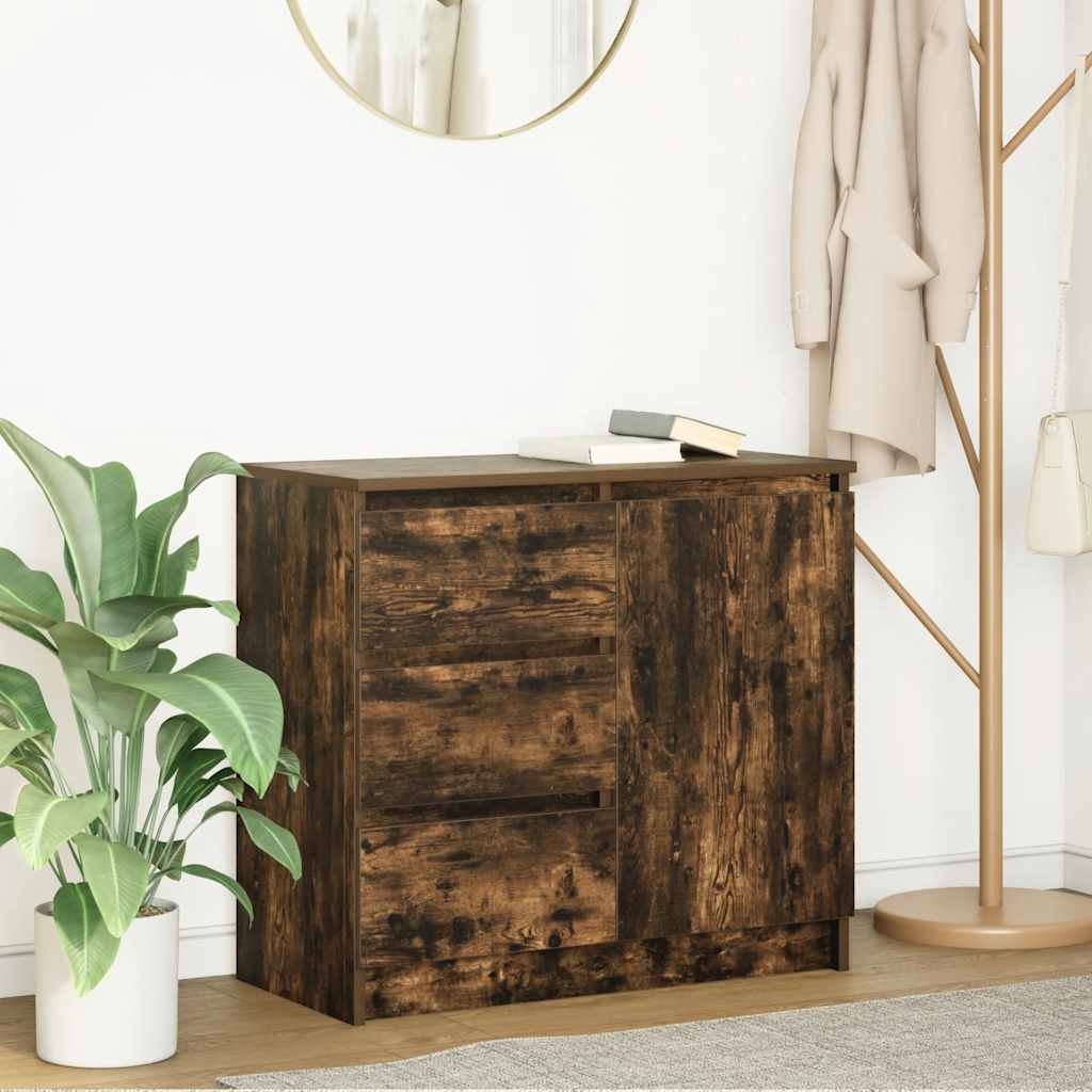 Credenza con Cassetto Rovere Fumo 71x35x65 cm in Truciolato - homemem39