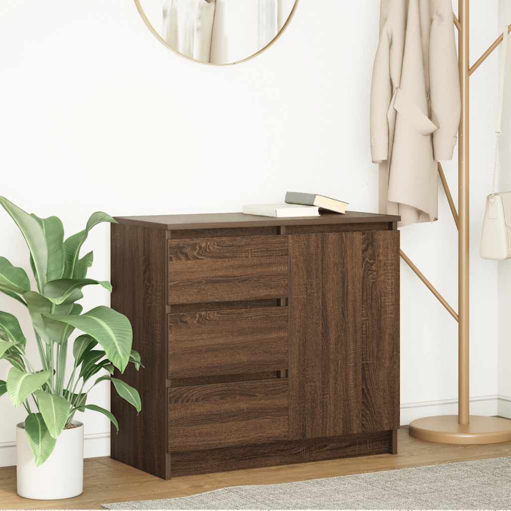 Credenza con Cassetto Rovere Marrone 71x35x65 cm in Truciolato - homemem39