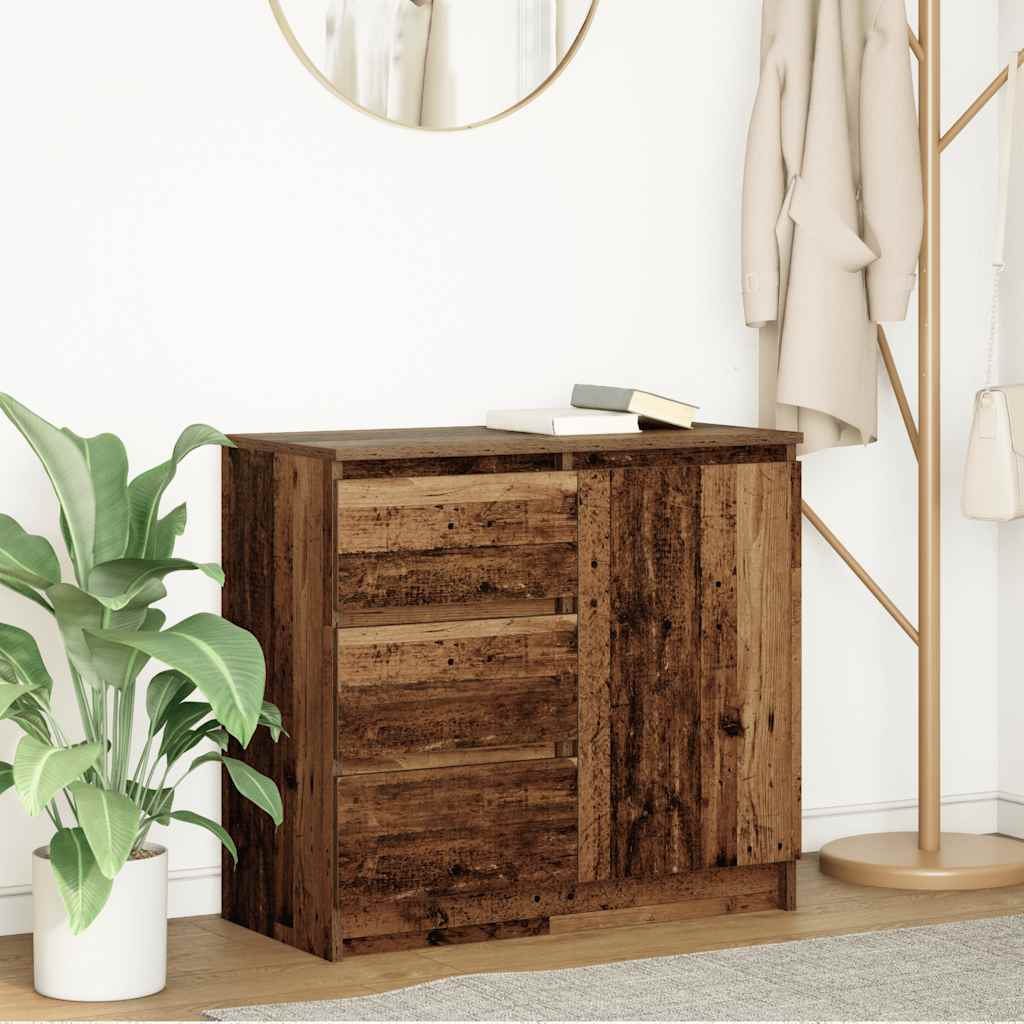 Credenza con Cassetto Legno Antico 71x35x65 cm in Truciolato - homemem39