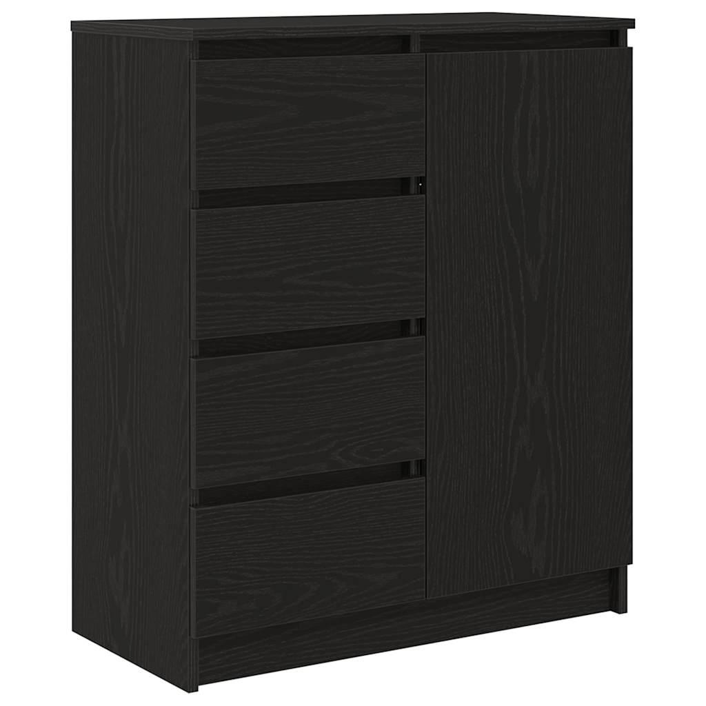 Credenza con Cassetti Rovere Nero 71x35x84 cm Legno Multistrato - homemem39