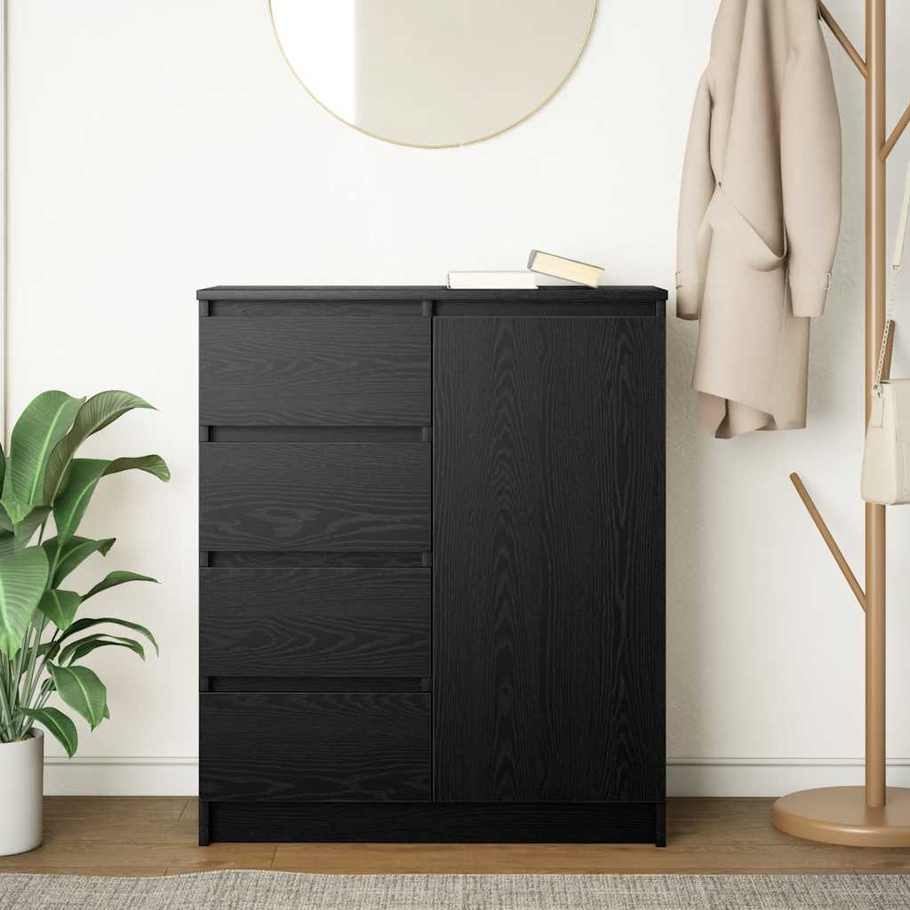 Credenza con Cassetti Rovere Nero 71x35x84 cm Legno Multistrato - homemem39