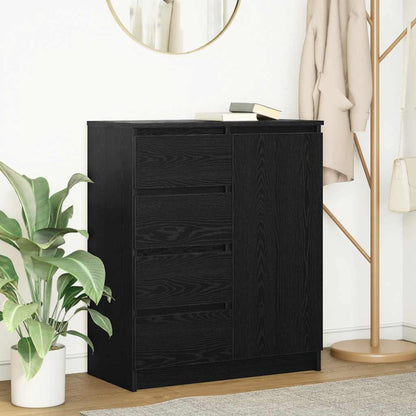 Credenza con Cassetti Rovere Nero 71x35x84 cm Legno Multistrato - homemem39