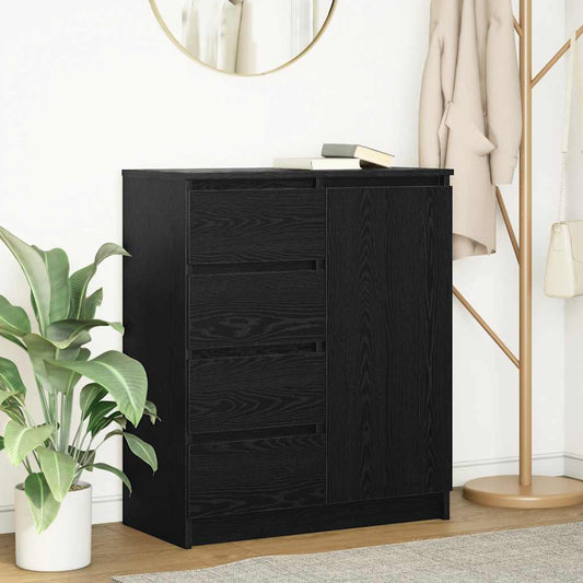Credenza con Cassetti Rovere Nero 71x35x84 cm Legno Multistrato - homemem39