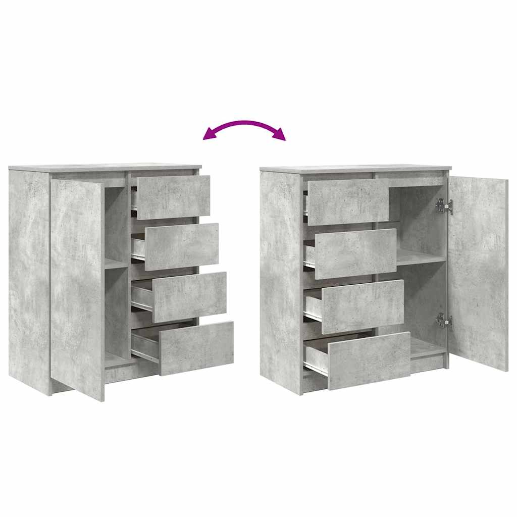 Credenza con Cassetti Grigio Cemento 71x35x84 cm in Truciolato