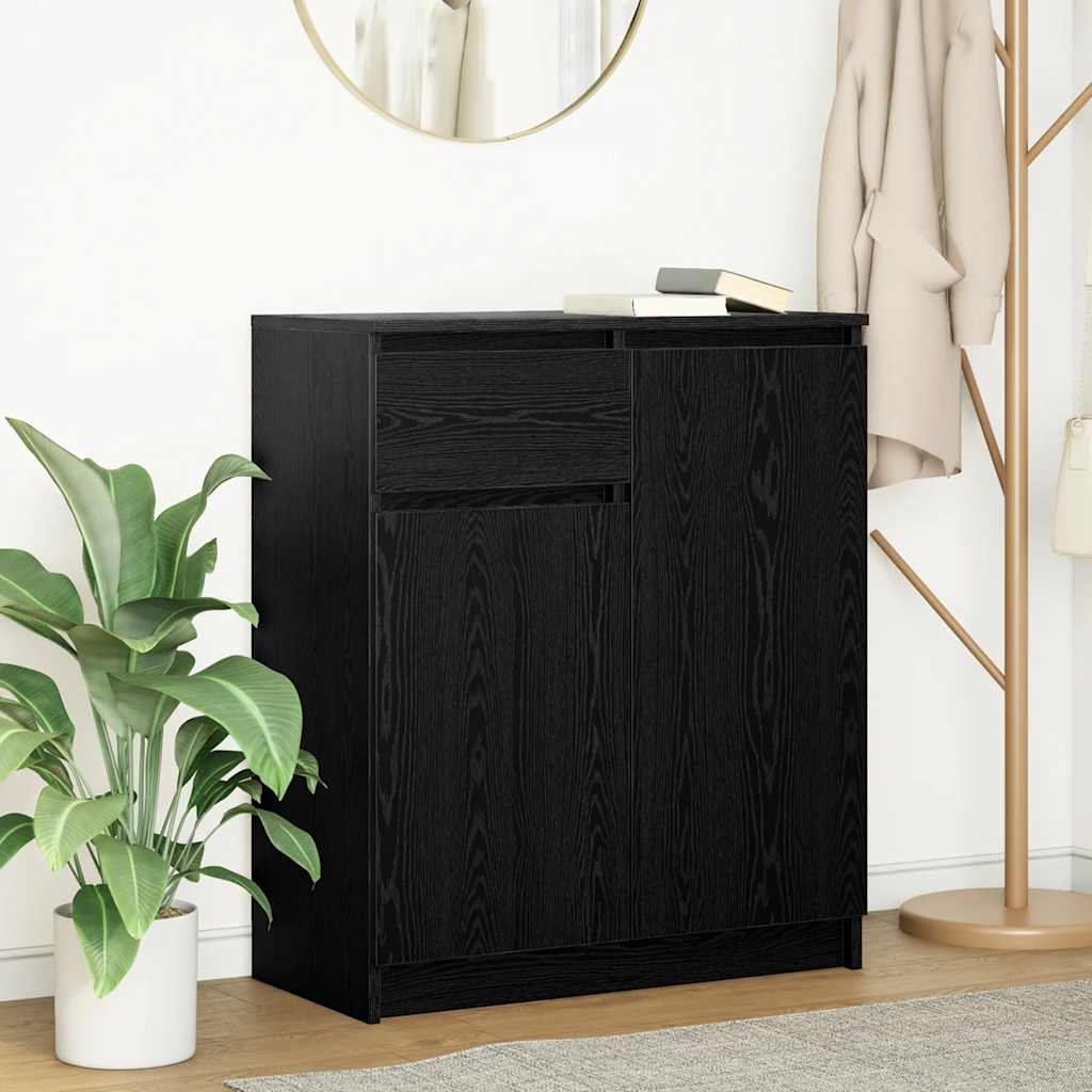 Credenza con Cassetto Rovere Nero 71x35x84 cm Legno Multistrato - homemem39