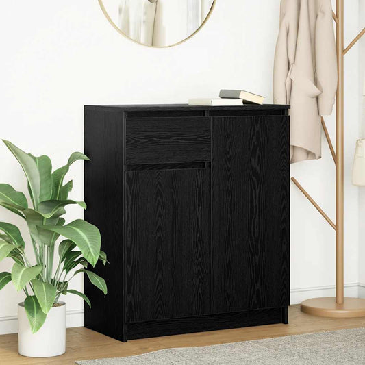 Credenza con Cassetto Rovere Nero 71x35x84 cm Legno Multistrato - homemem39