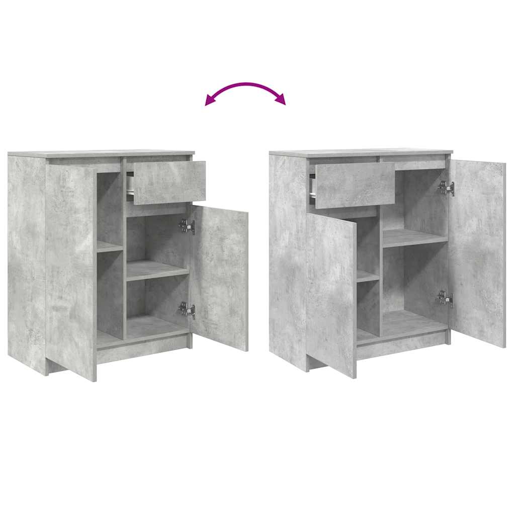 Credenza con Cassetto Grigio Cemento 71x35x84 cm in Truciolato - homemem39