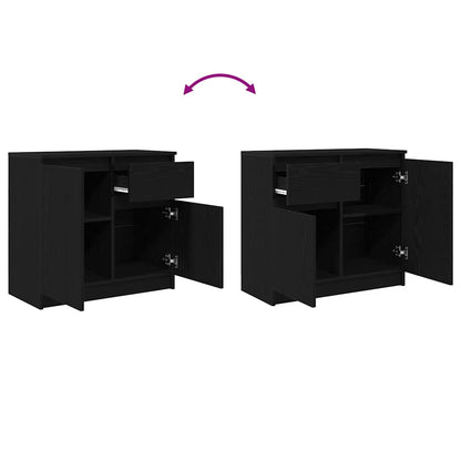 Credenza con Cassetto Rovere Nero 71x35x65 cm Legno Multistrato - homemem39