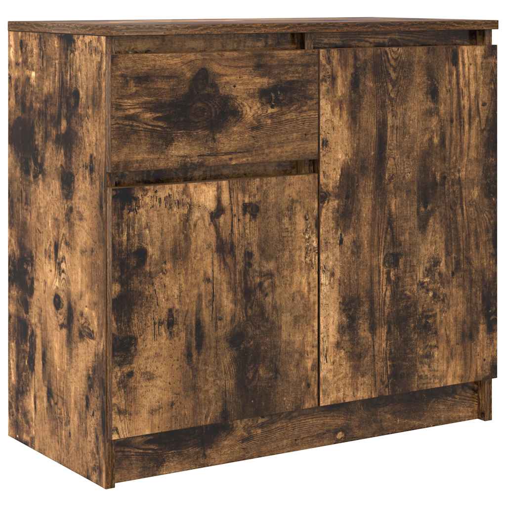 Credenza con Cassetto Rovere Fumo 71x35x65 cm in Truciolato - homemem39