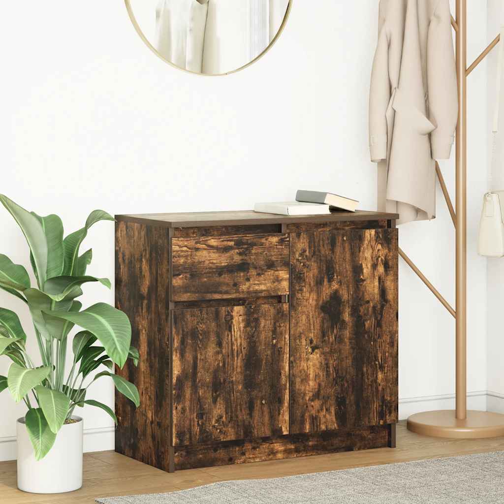 Credenza con Cassetto Rovere Fumo 71x35x65 cm in Truciolato - homemem39