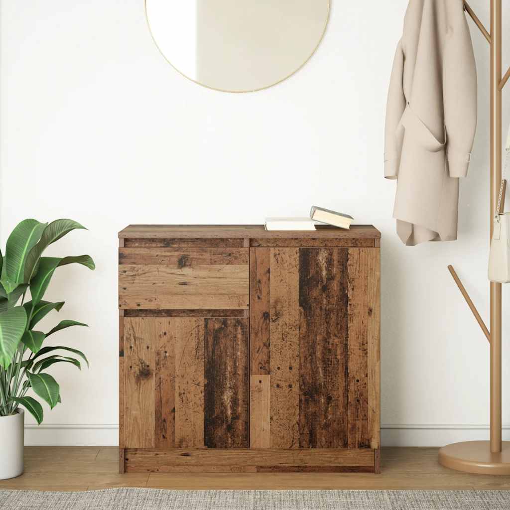 Credenza con Cassetto Legno Antico 71x35x65 cm in Truciolato - homemem39