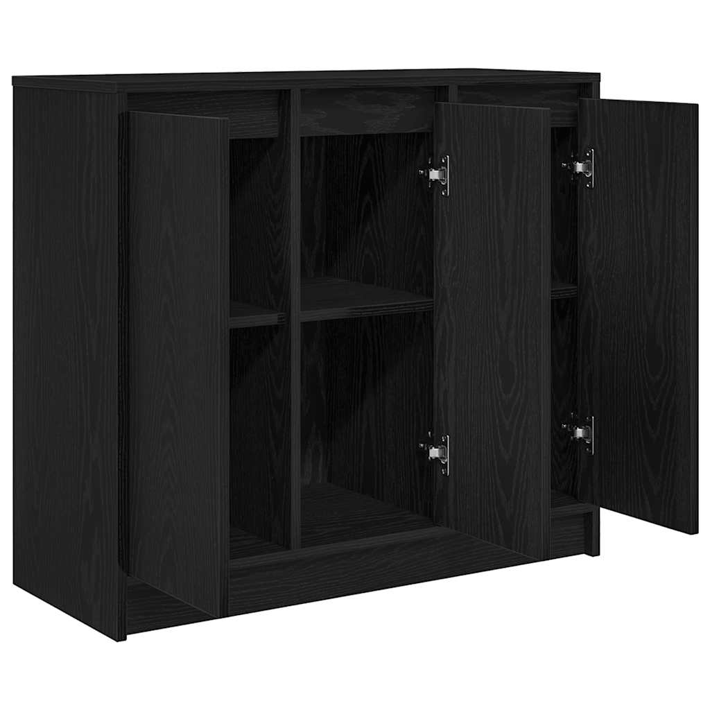 Credenza Rovere Nero 85x34x76 cm in Legno Multistrato - homemem39
