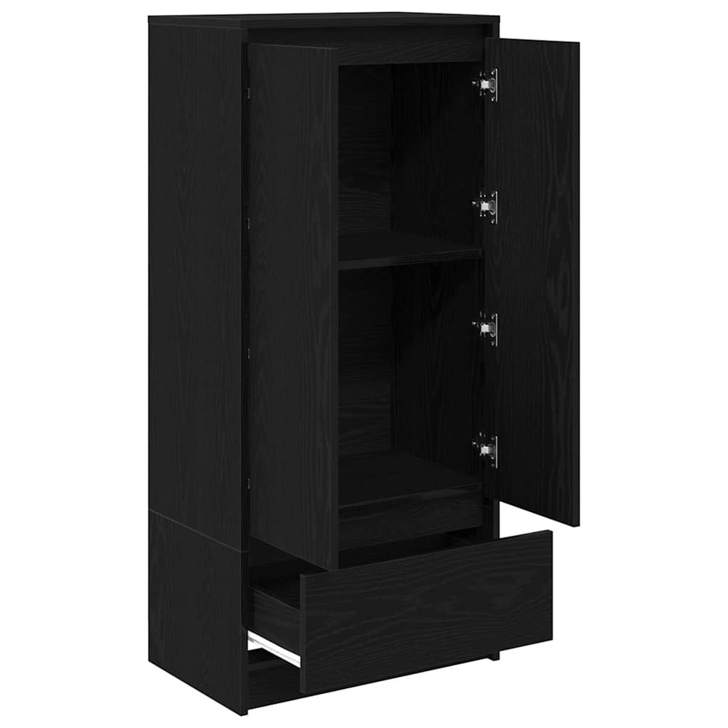 Armadio con Cassetto Rovere Nero 55,5x34x119,5 cm in Truciolato - homemem39