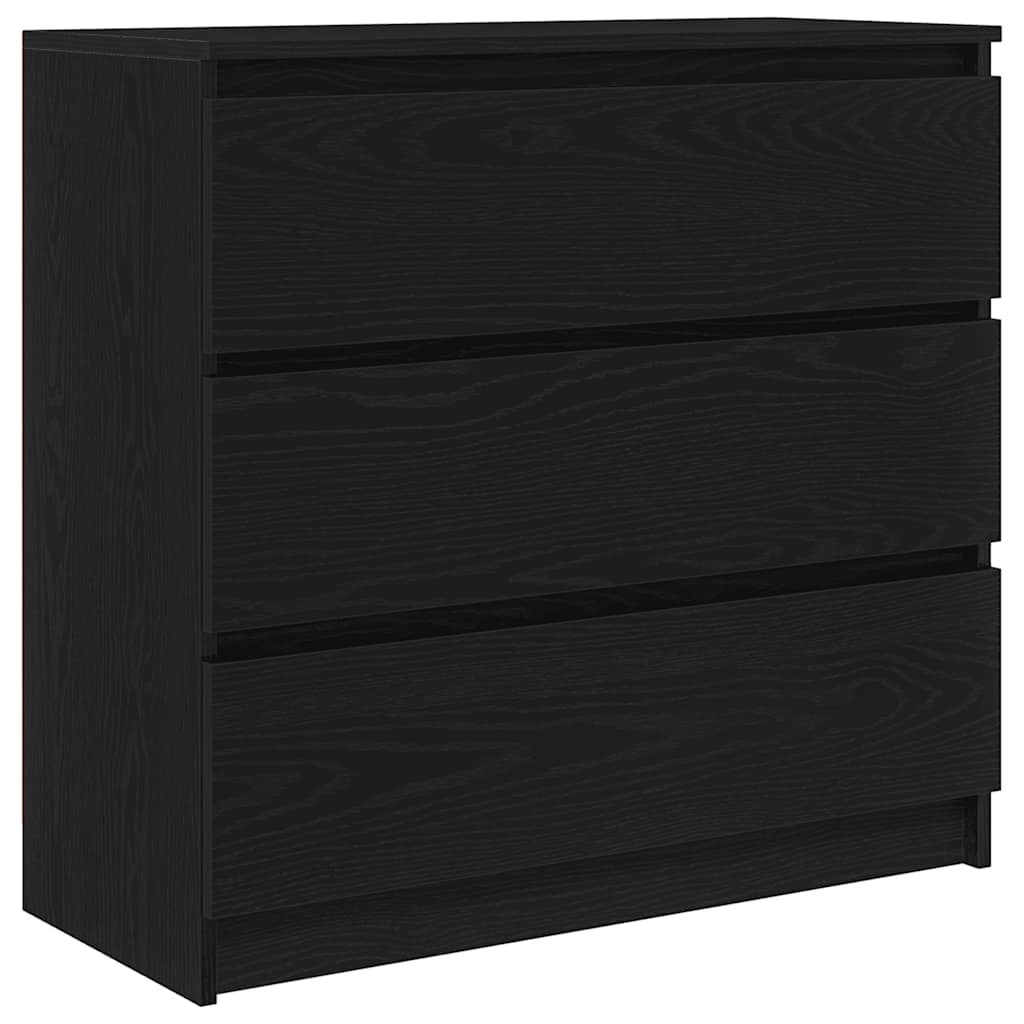 Credenza Rovere Nero 80x35x76 cm in Legno Multistrato - homemem39