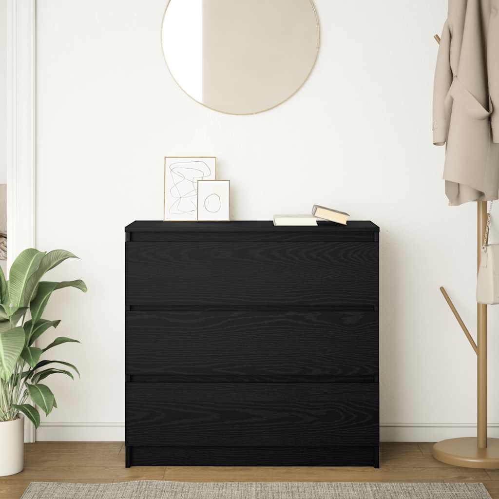 Credenza Rovere Nero 80x35x76 cm in Legno Multistrato - homemem39